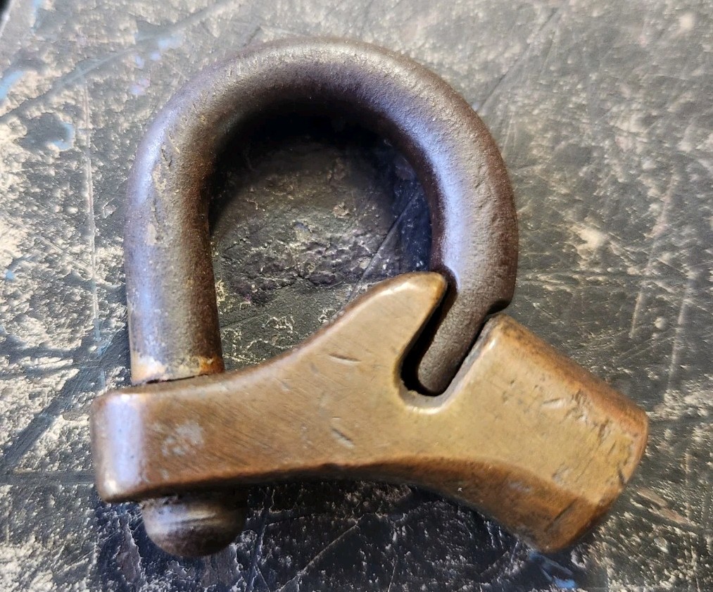 Original Civil War Brass And Iron Caisson Limber Lock W/ Repro Brass Key Works