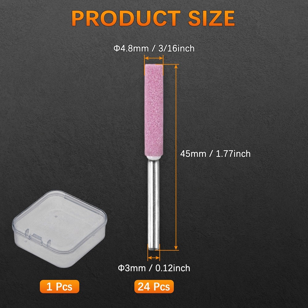 Chainsaw Sharpener with Box [24pcs] - Chainsaw Sharpening - [Pink- 3/16 Inch]