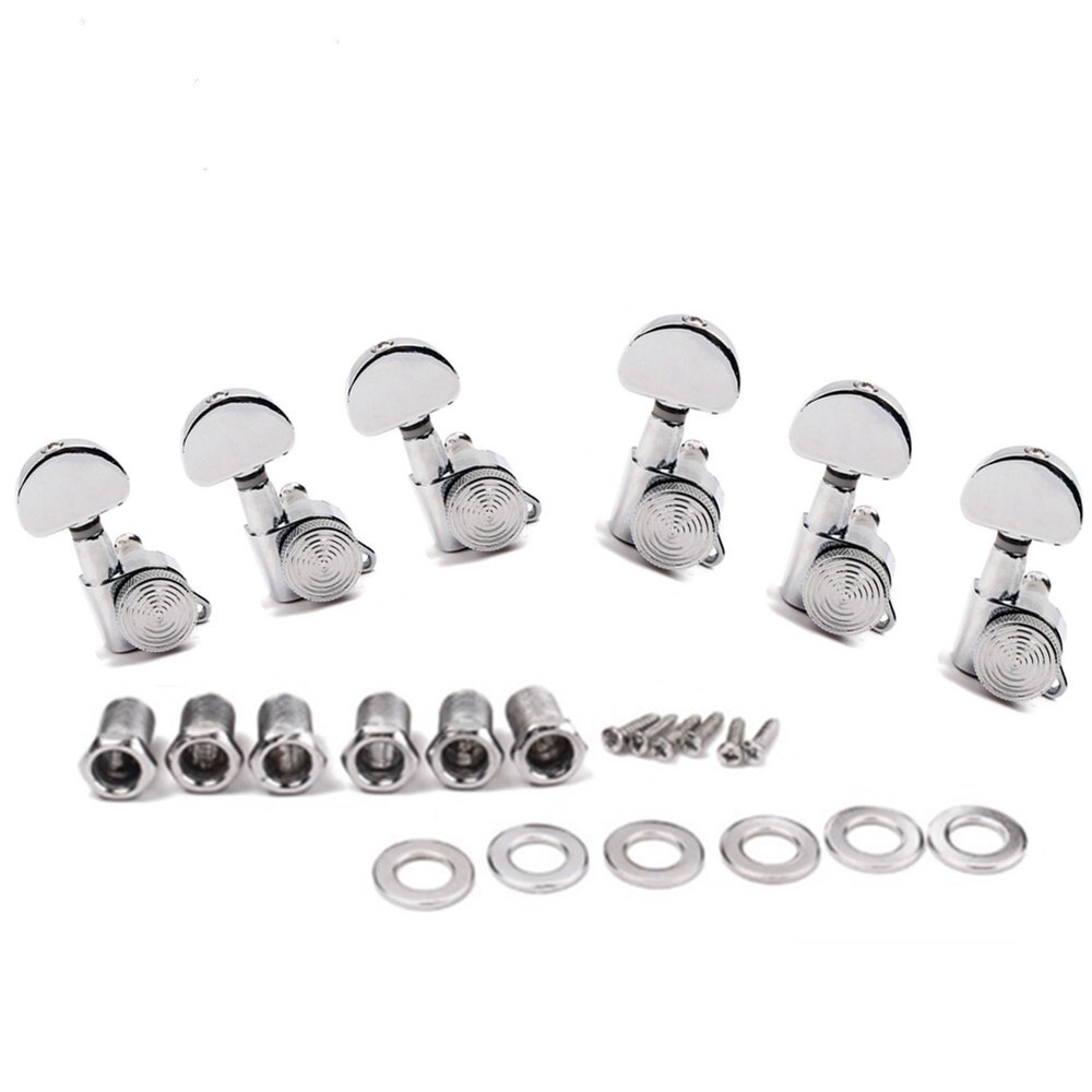 Chrome 6R Inline Guitar String Tuning Pegs Auto Locking Tuners Keys Machine Head