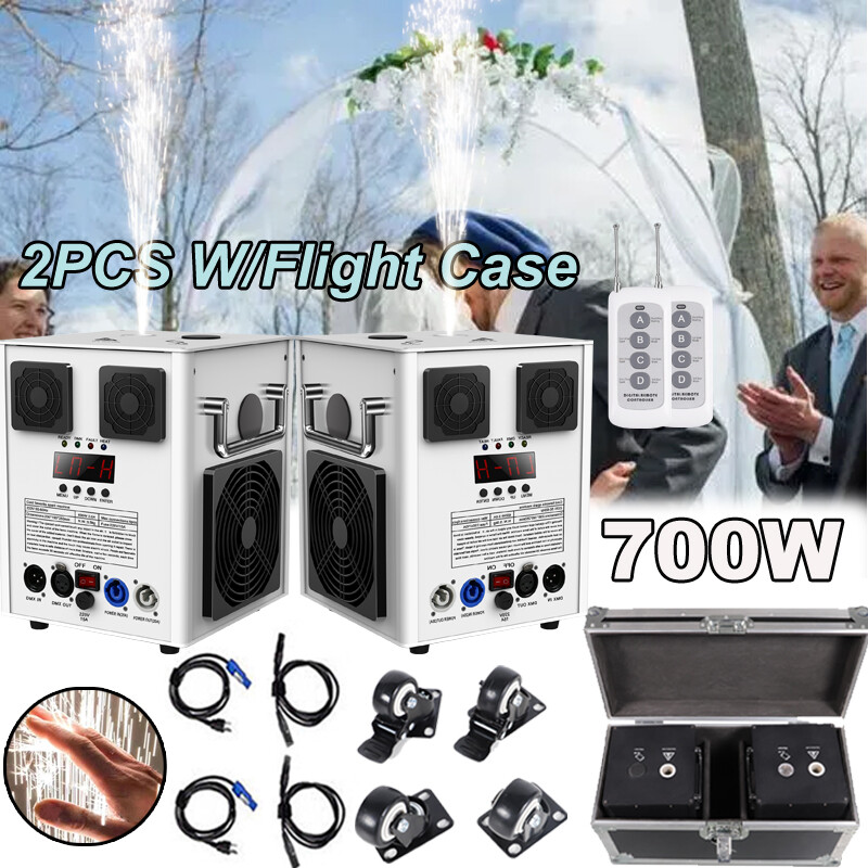 2X 700W Cold Spark Machine Firework Stage Effect DMX Wedding w/Flight Case New
