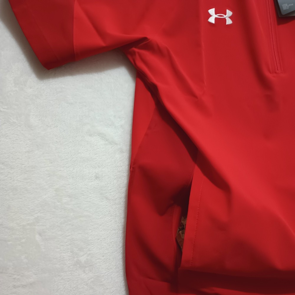 New Under Armour ¼ Zip Coach's Pullover Medium Red Storm Tech Men's Squad