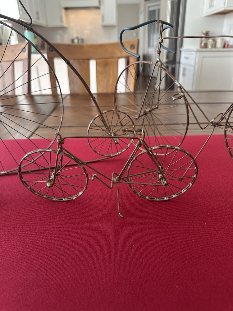 Art Deco Copper Wire Bicycles 3 Total
