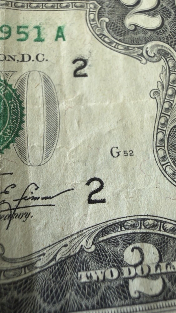 1976 $2 Two Dollar Bill Note Misaligned Over Print Strong Green 4x Error’s