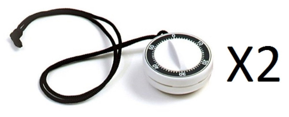 Norpro 60-Minute Plastic Timer on a Rope with Magnet on Back, White (2-Pack)