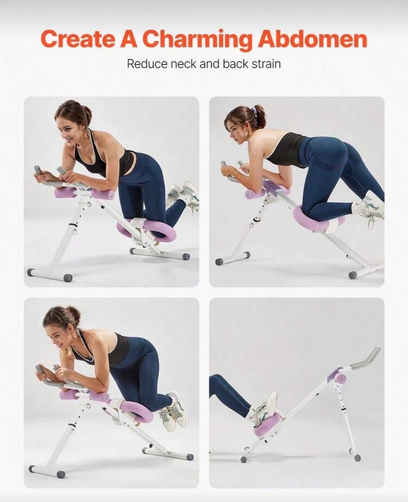AUS Adjustable Foldable Ab Trainer Bench Core & Glute Workout Machine Home Gym