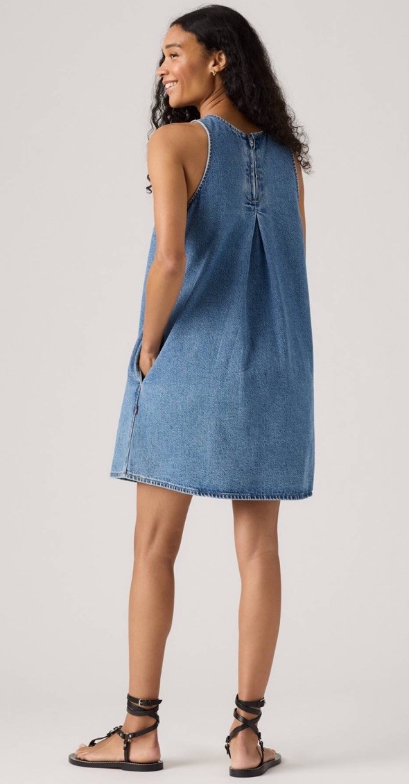 Levi's A Line Sz XL Denim Sleeveless Mini Length Shift Dress 90 Vintage Inspired