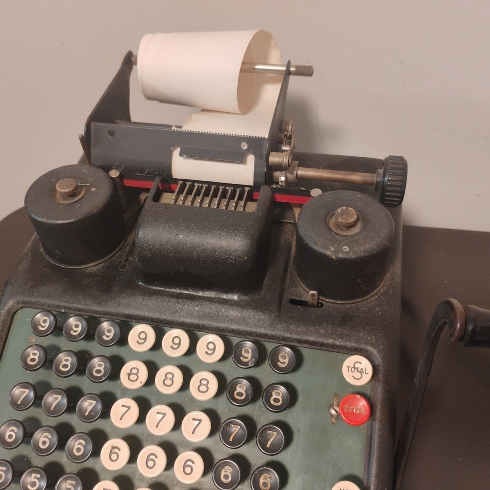 Vtg Burroughs Mechanical Adding Machine W/ Subtract Function. 9-1280608