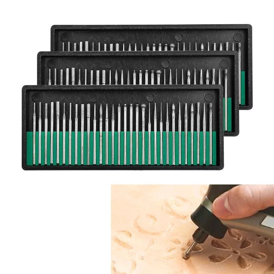 90PCS Diamond Burr Bits Drill Set Rotary Multi Tool Accessories Kit for Dremel
