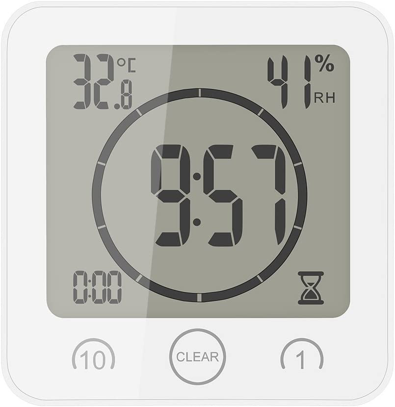 Shower Wall Clock, Digital Kitchen Timer with Alarm, Waterproof Touch Screen Tim
