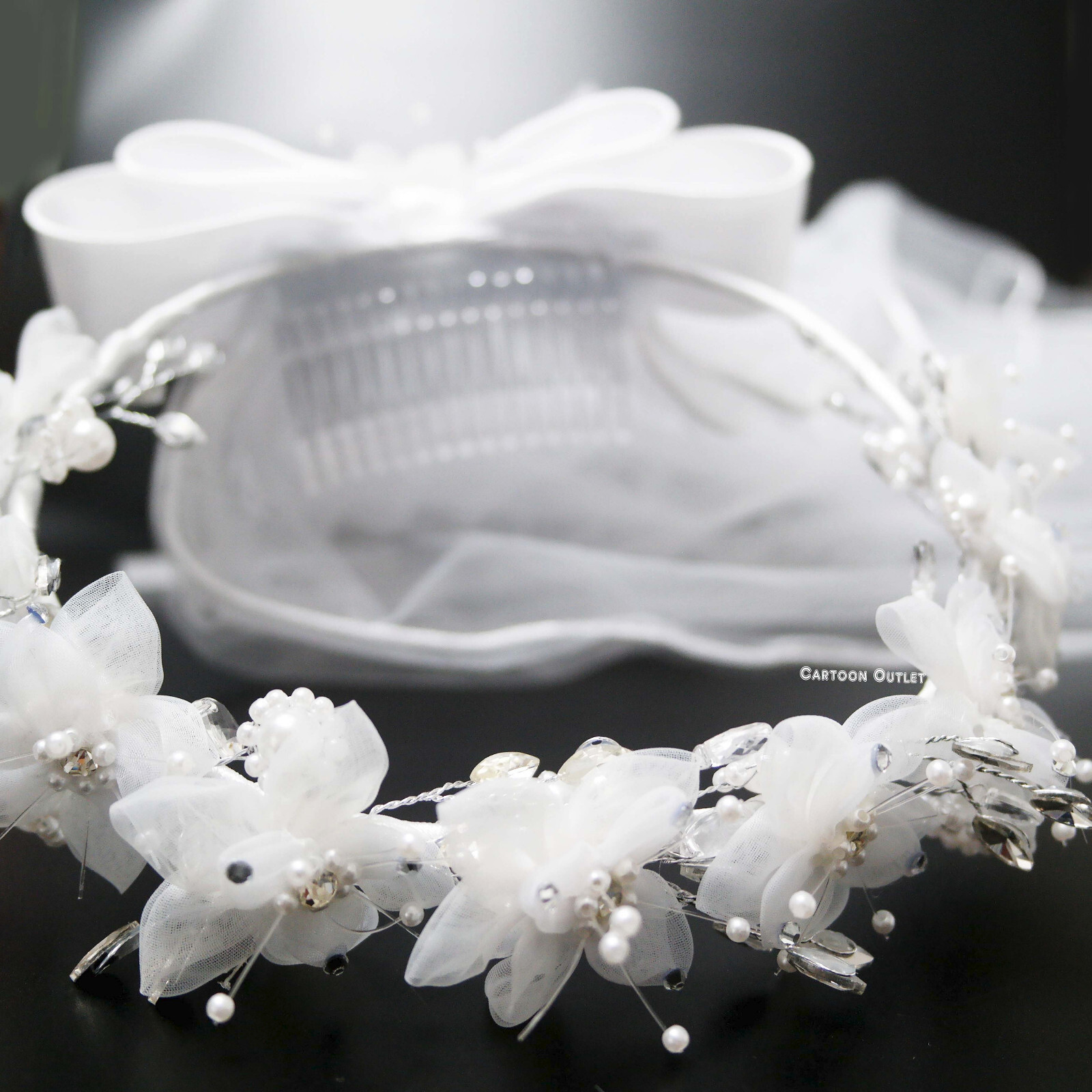 First Holy Communion Veil Girls White Flowers Head Band Primera Comunion