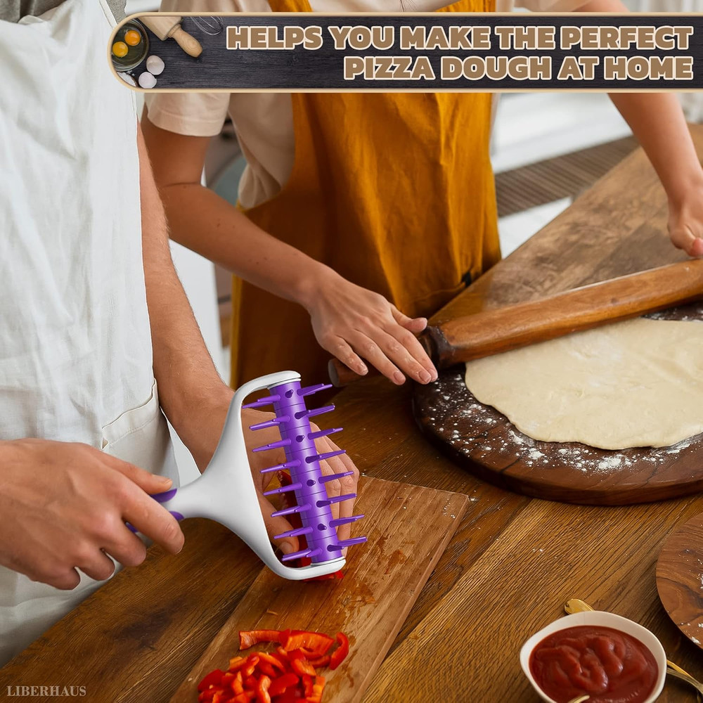 Pizza Dough Docker Roller - Pizza Roller Spikes for Pizza Crust Pastry Roller