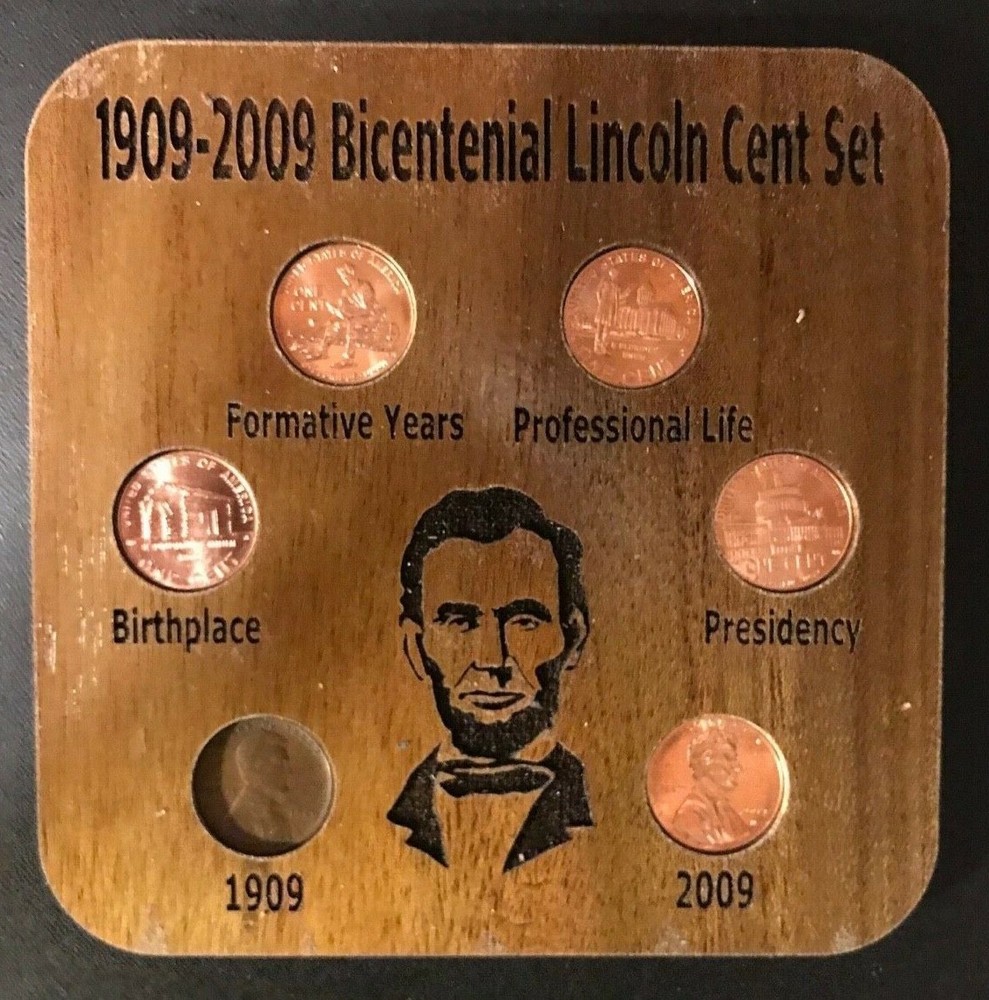 RARE 1909-2009 Lincoln One Cent Bicentennial Set CUSTOM & UNIQUE Solid WALNUT
