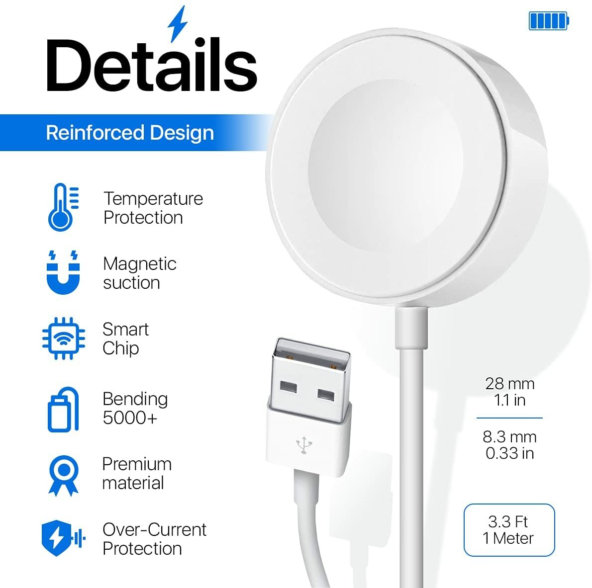 Magnetic USB Charging Cable Charger For Apple Watch iWatch Series 2/3/4/5/6/SE/7