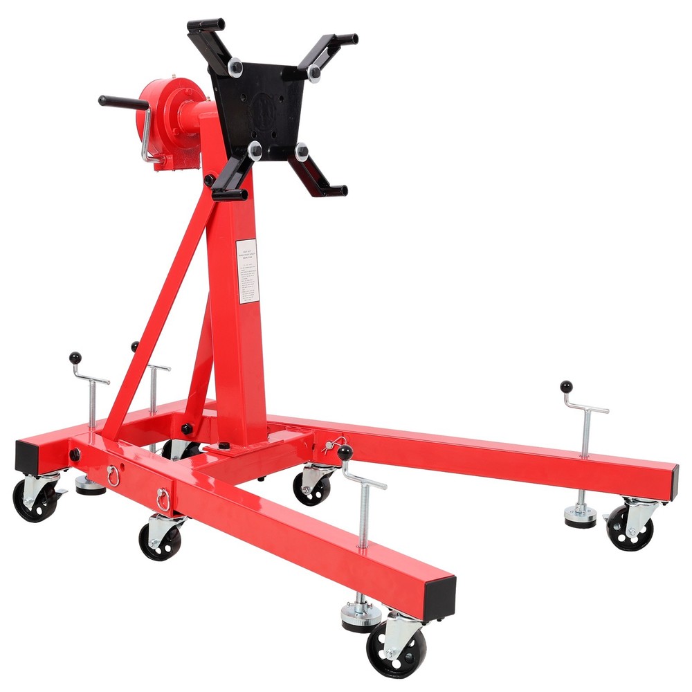 1500lbs Folding Engine Stand - 360° Rotating Head, Red