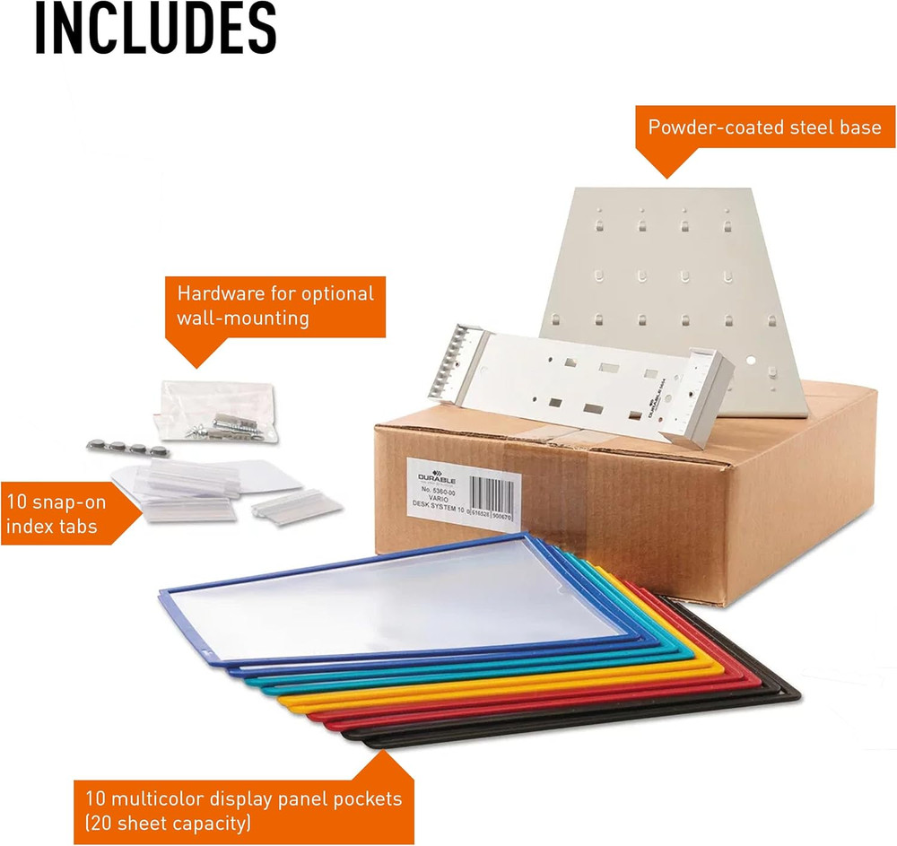 Metal Base; Polypropylene Panel Desktop Reference System, 10 Double-Sided Panels