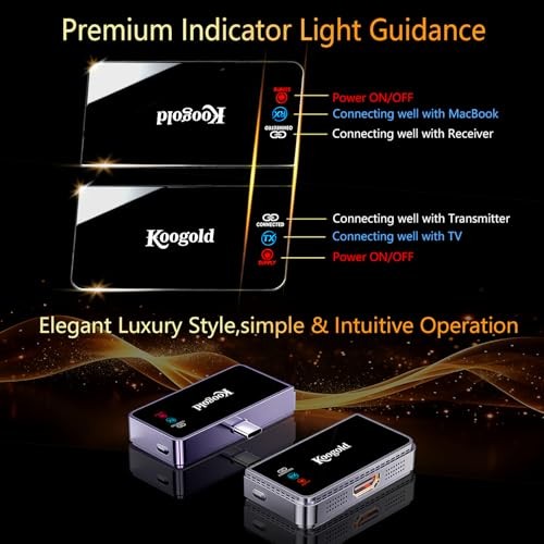 Wireless HDMI Transmitter & Receiver USB-C,Elegant Solid Design, 4K Input Black