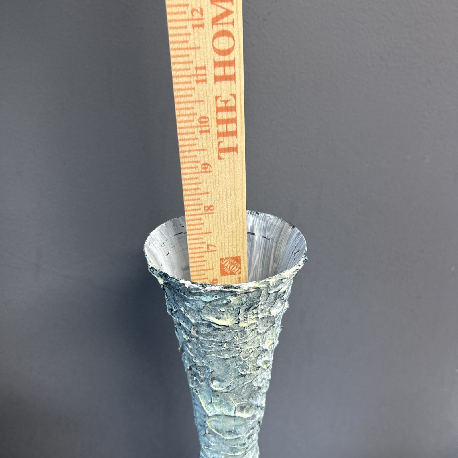 Upcycled Tall Vase Grunge Moody Textured Painted White Waxed Resin Blend 15”