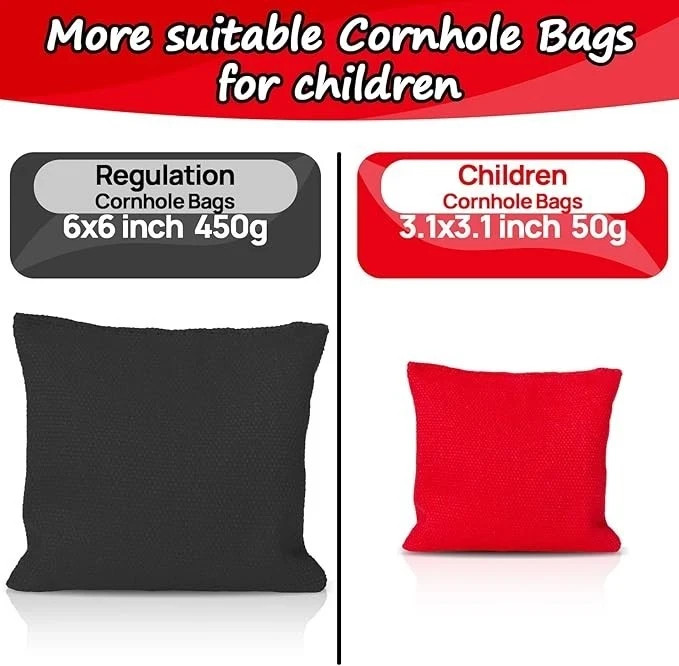 8-Pack Cornhole Bean Bags - 4 Black & 4 Red for Outdoor Games and Events