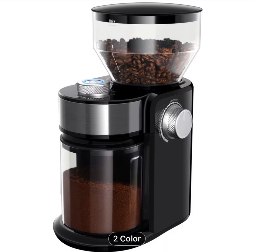 Electric Coffee Grinder with Adjustable Burrs 16 Precise Grinder Settings Black
