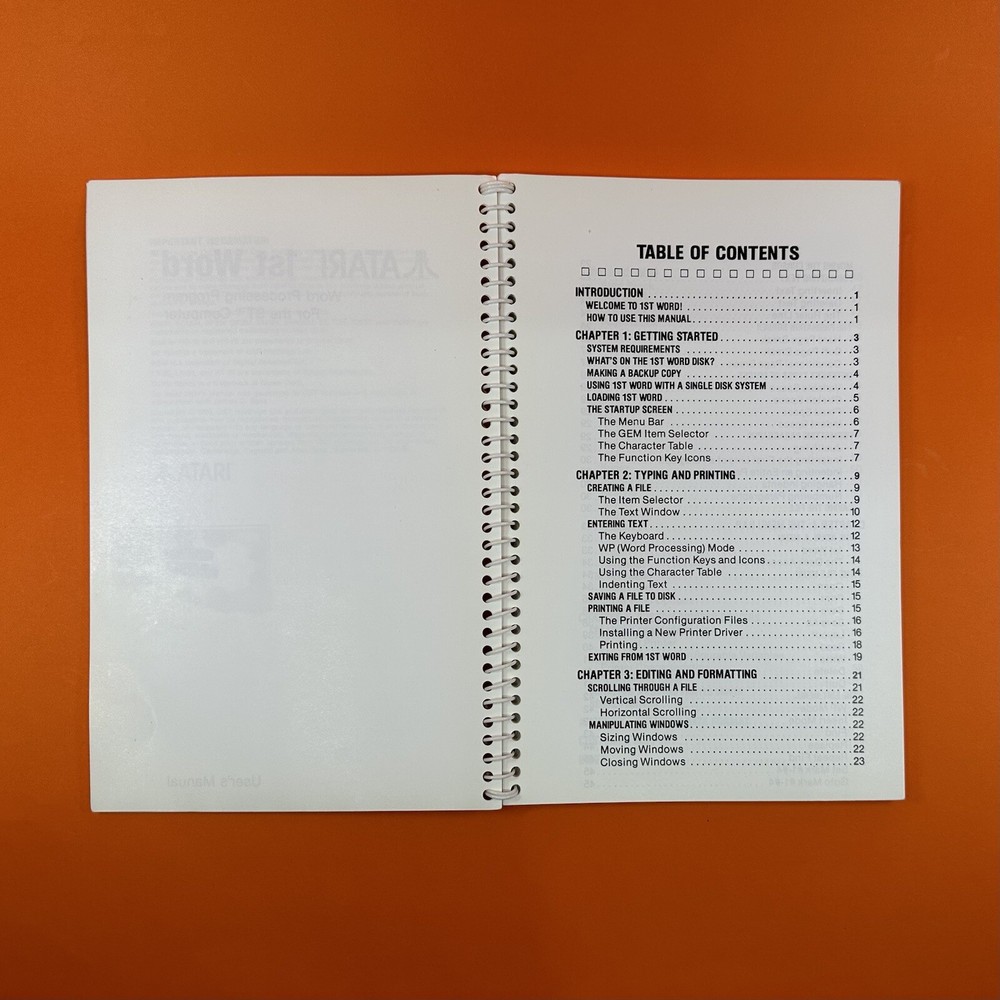 Atari ST Manuals Bundle - SC 1224 Monitor, ST Basic Quick Reference, 1st Word