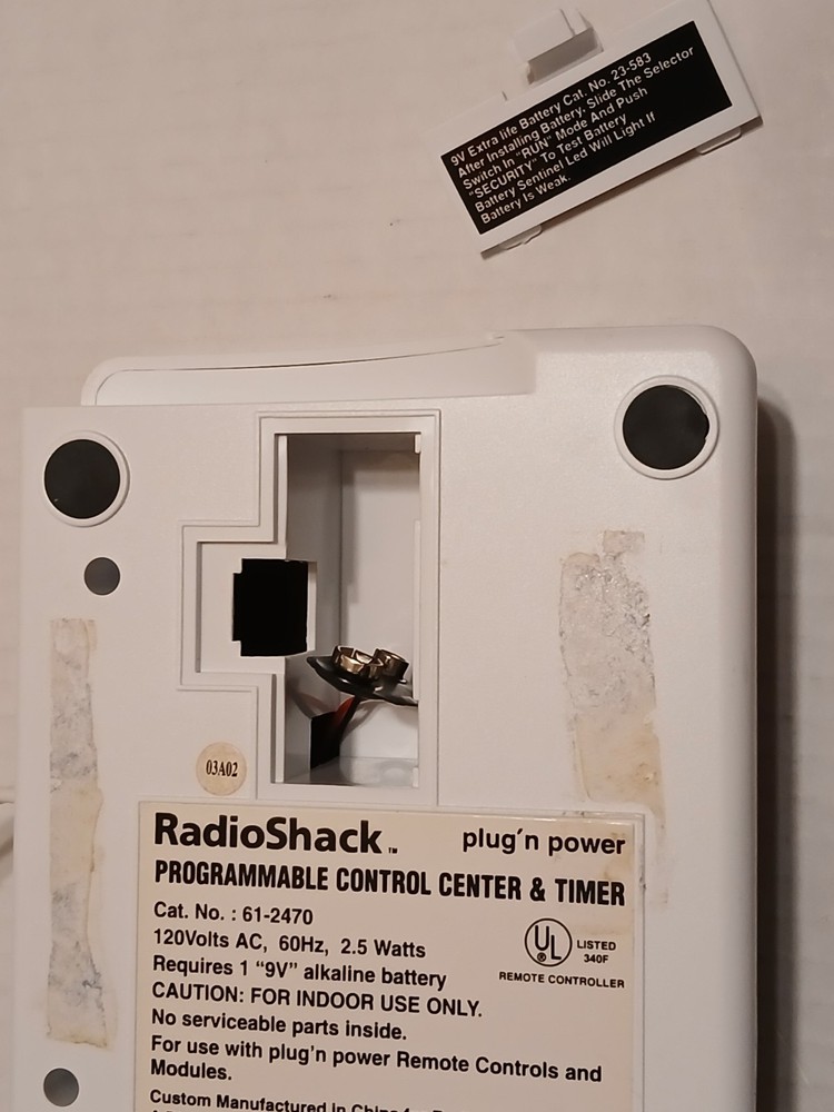 RadioShack Plug N Power Control Center Timer Battery Sentinel TESTED