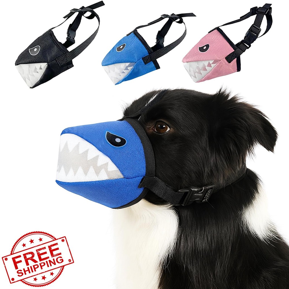 Colenumone Dog Muzzle Blue Shark S Mesh Soft Adjustable Small