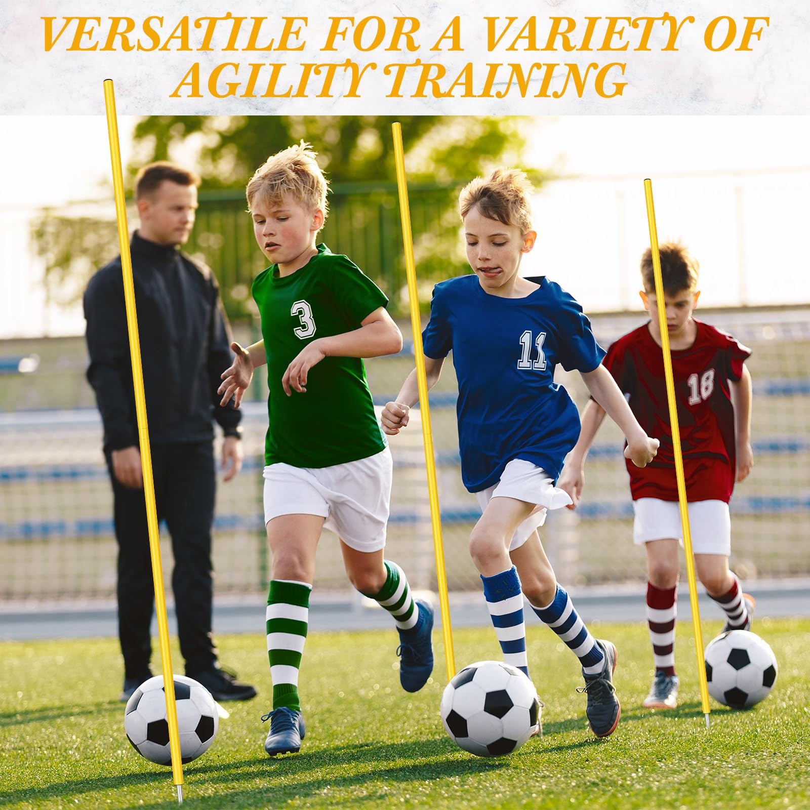 Training Agility Poles 5ft Forza Slalom Adjustable Soccer Training Poles Socc...