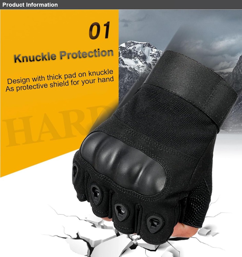 Knuckle Protection Fingerless Workout Training Gloves