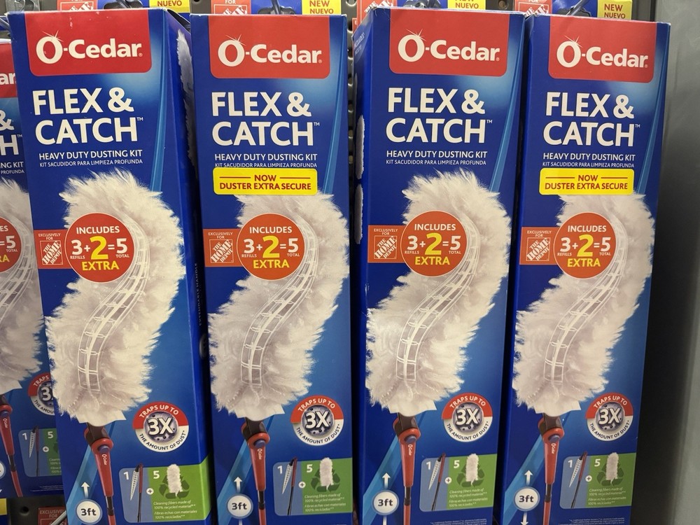 O-Cedar Flex & Catch Heavy Duty Dusting Kit, Extendable Handle, 3ft, 5 Refills