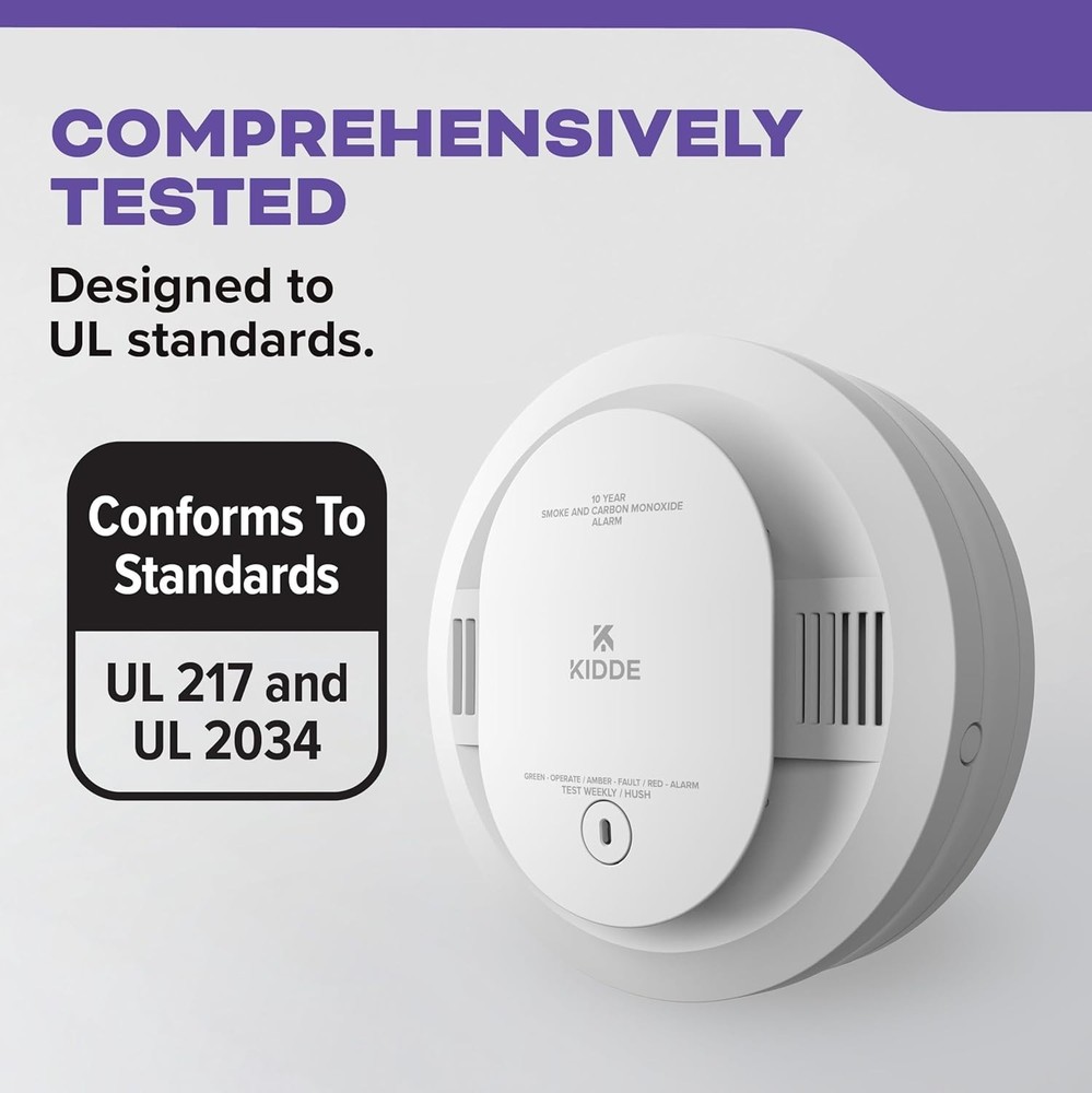 Kidde Smoke & Carbon Monoxide Detector Battery Powered, LED Warning Light