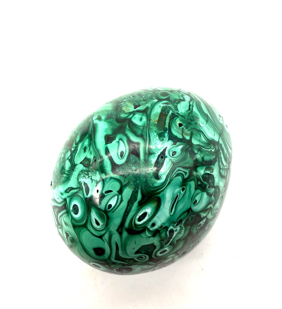 Superb Natural Malachite Hand Carved Egg