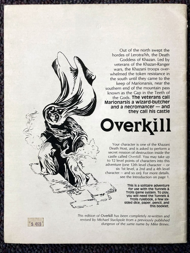 Overkill Solo 7 by Michael Stackpole Flying Buffalo Games