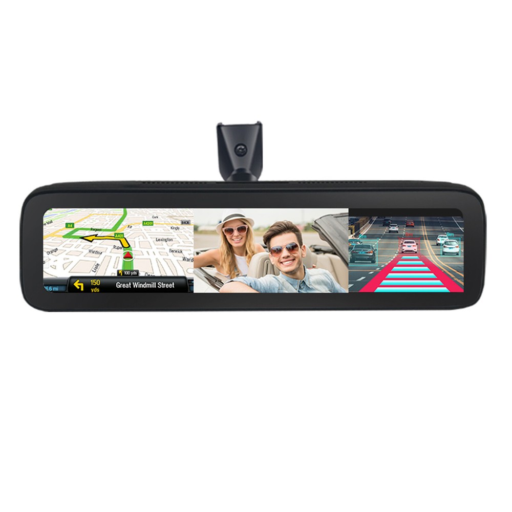 360° Panoramic 4CH Camera Car DVR Backup Mirror Dash Camera with GPS