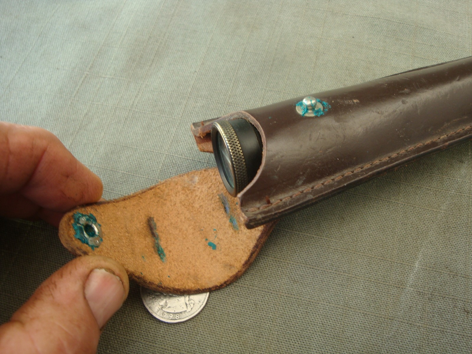 Vintage Hand Held Surveyor's Sighting Level With Leather Belt Case