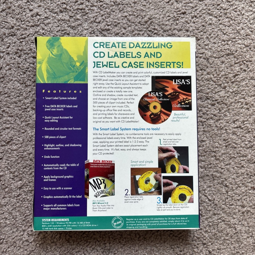 DATA BECKER CD LABEL MAKER BRAND NEW SEALED WINDOWS 95/98