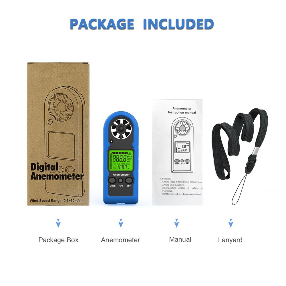 Handheld Anemometer, MINI Digital Wind Speed Meter Gauge for Air Flow Velocit...