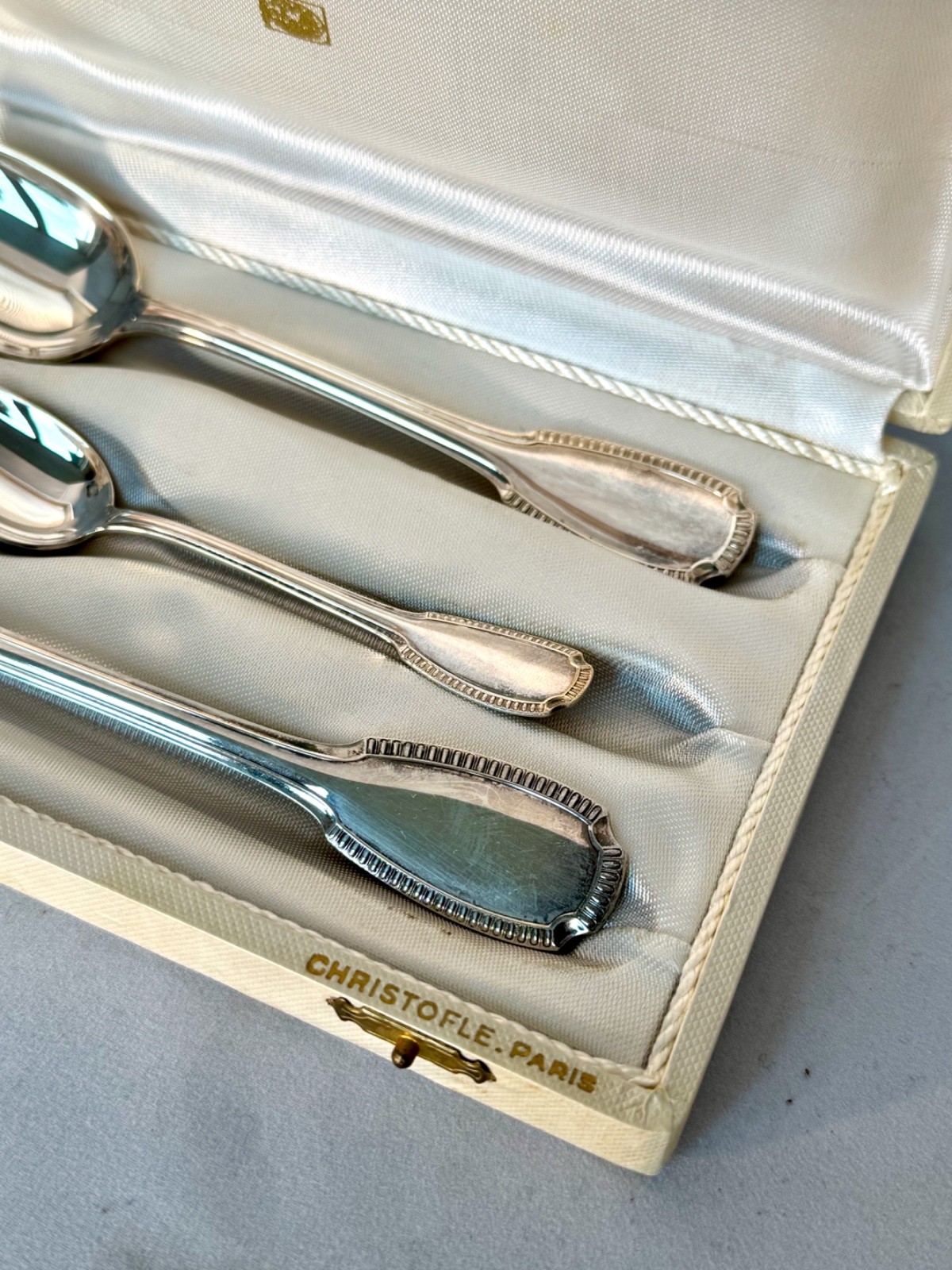 Vintage Christofle Godrons Pattern Silverplate Set in Original Presentation Box