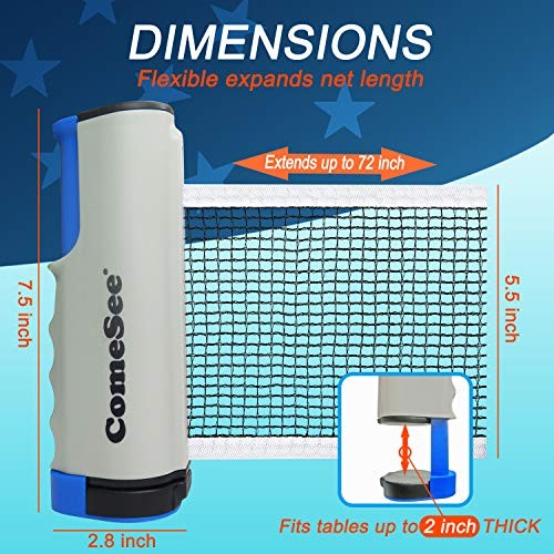 Retractable Ping Pong Net for Any Table, Table Tennis Nets and Posts gray
