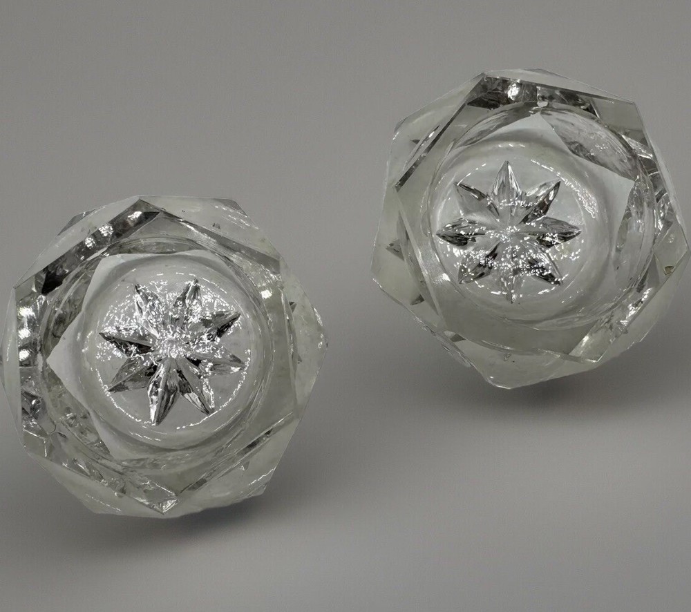 Antique 2 Richards & Hartley EAPG Star Pattern Open Salt Cellars Dips 2.25”W
