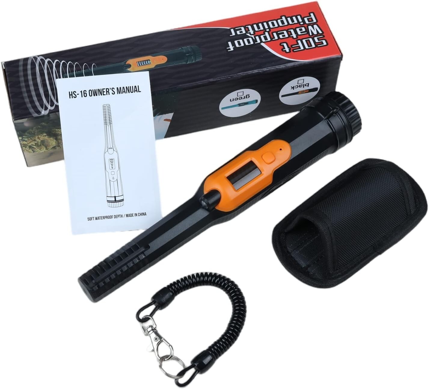Metal Detector Pinpointer, LCD Display Fully Waterproof Underwater 30m/50FT Gold