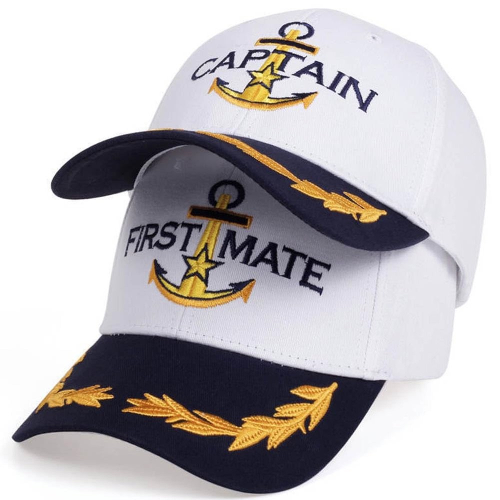 2 Pcs Captain Hat and First Mate Hat Set Matching Skipper Boating Baseball Ca...