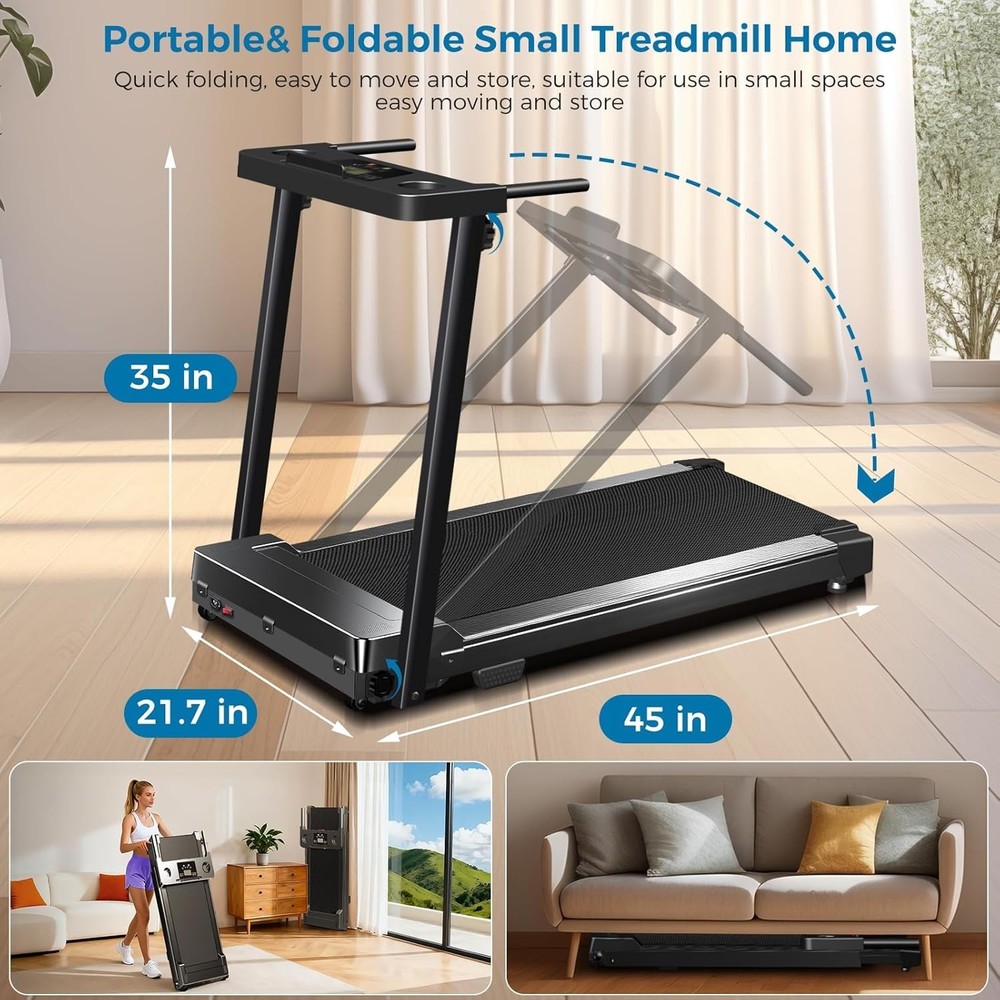 Lightweight Treadmill with LED Display - 12 Programs, Shock Absorbent, Easy Fold