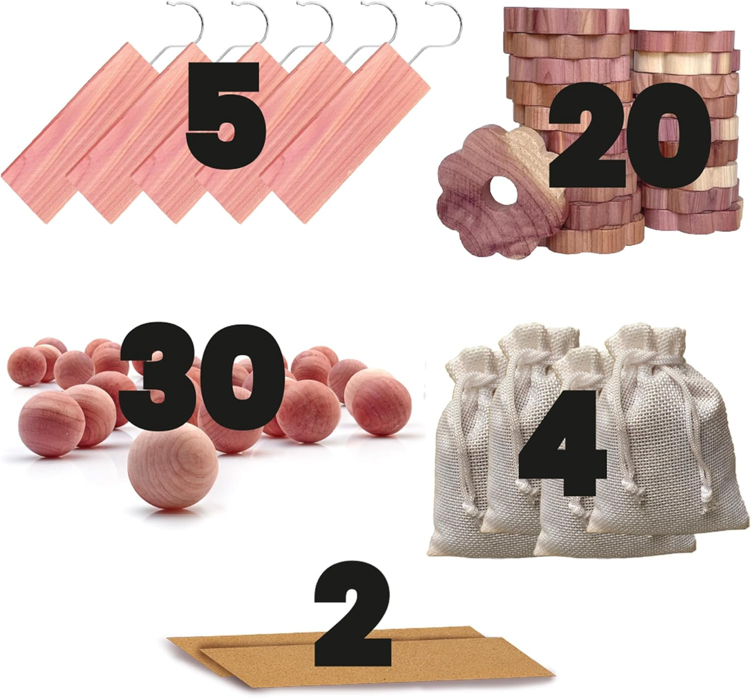 61 Pack Cedar Blocks, Sachets, Rings, Balls - Stop Clothes Damage - the Ultim...