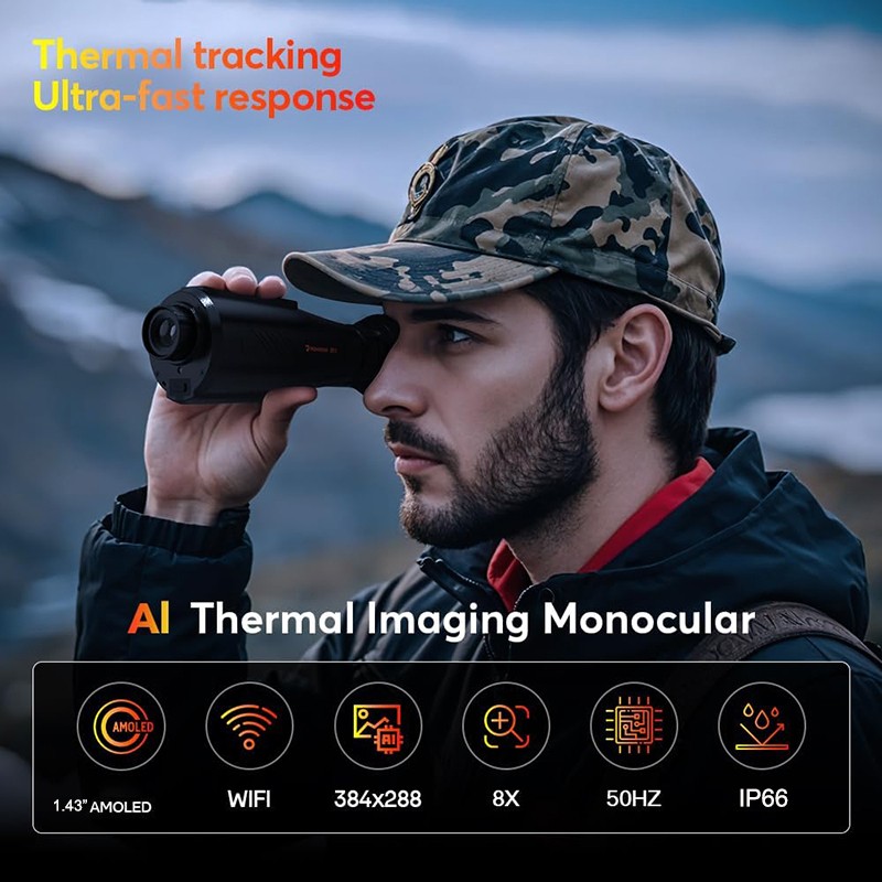 Thermal Imaging Monocular Ai Resolution 384 x 288 15mm 60Hz Thermal Night Vision