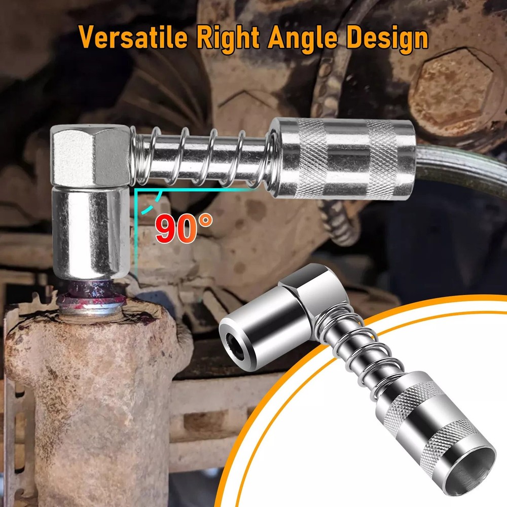 Right-Angle 90-Degree Push-on Grease Coupler With 1/8 Inch NPT Threads