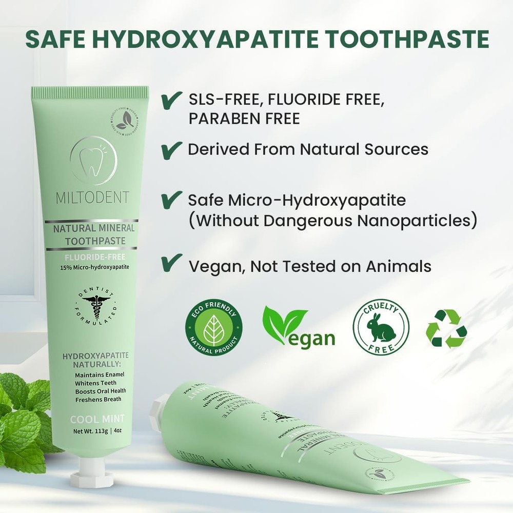 Hydroxyapatite Toothpaste – 15% Micro-Hydroxyapatite Premium Toothpaste Fluor...