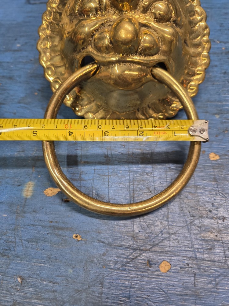 Solid Brass Fu Dog Door Knocker 6" Face