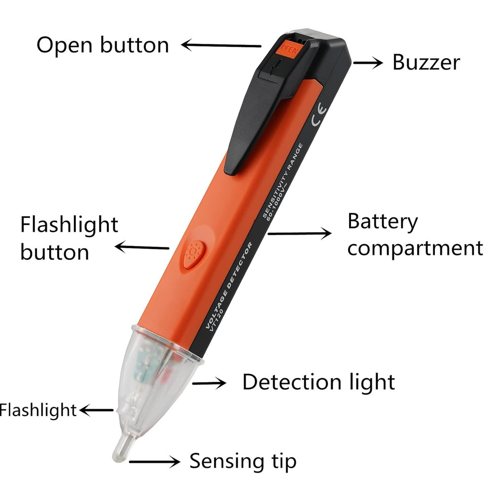 Non-Contact Voltage Tester Tools,Led Flashlight,Buzzer Alarm,Ac Voltage Detector