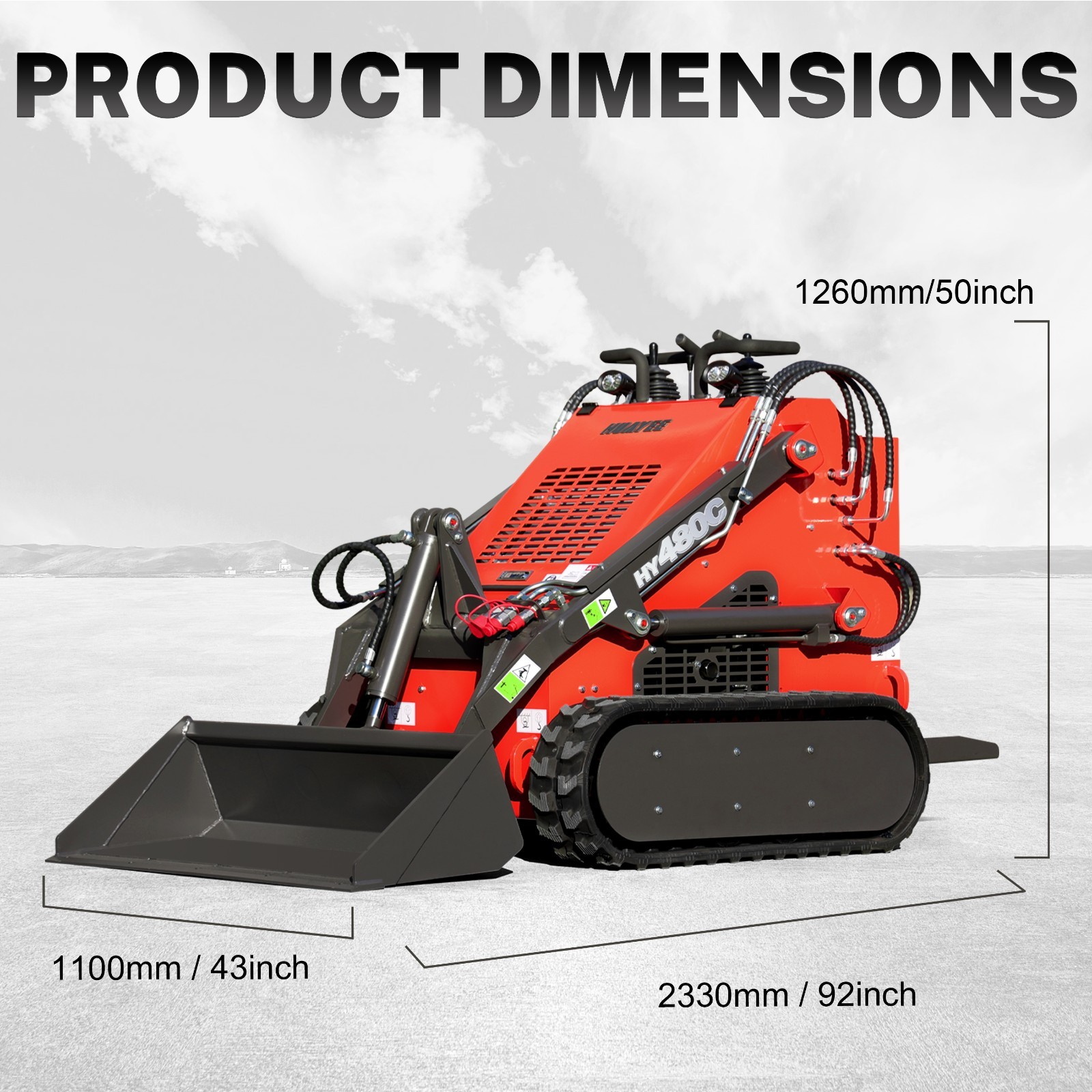HY480C FREE SHIP/unloading Mini Skid Steer Loader 23HP +Grapple+Stump Crusher