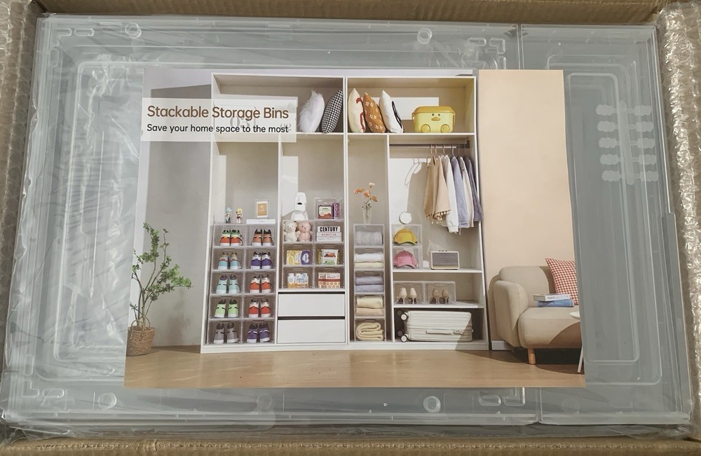 Stackable Storage Bins, Clear Acrylic Display Case, 06-Boxes With Lids